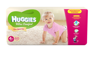 Подгузники Huggies Ultra Comfort Girl №4+ (10-16 кг) 60шт., для девочек